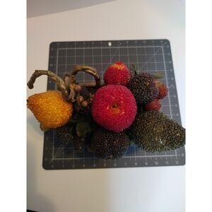 Vintage Faux Fruit Beaded Ornament Home Decor Retro 8 Piece W Original Container